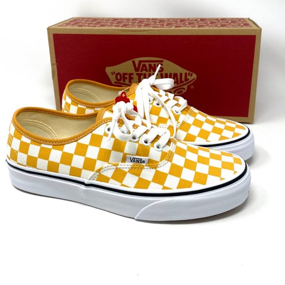 🌸Sale🌸 Vans Authentic Women's Checkerboard Yellow Low Top Lace Up VN0A348A3XV - Picture 6 of 11